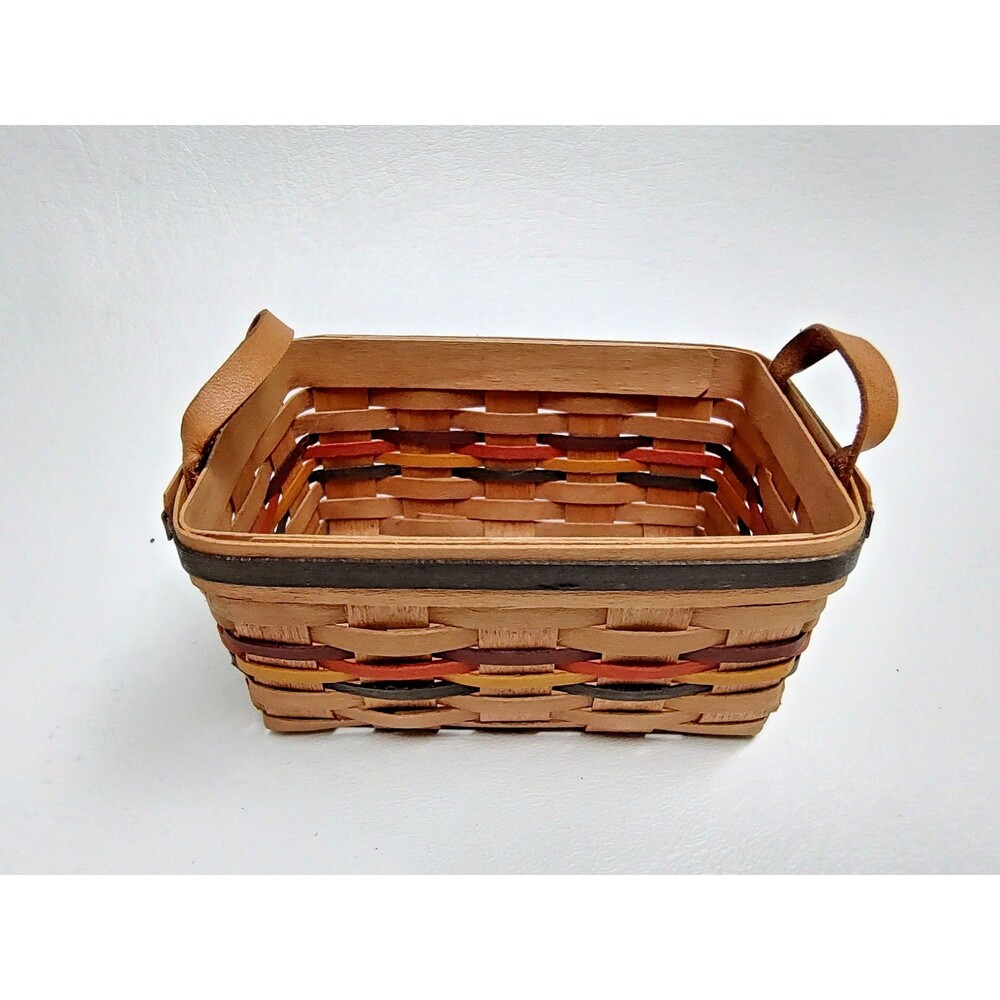Vintage MBH Miniature Collectable Basket Woven 1998 Rectangle 4" x 3" x 2"